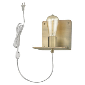 Homeroots Petite Dull Gold Shelf Wall Light   398796