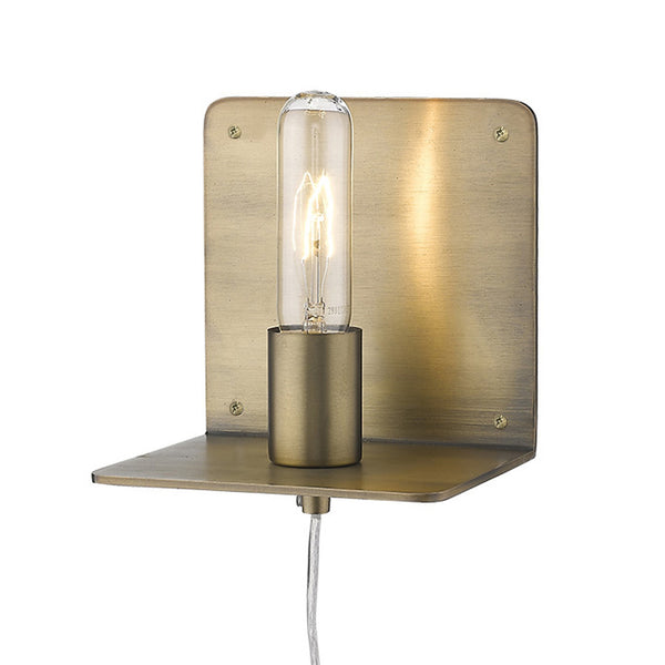 Homeroots Petite Dull Gold Shelf Wall Light   398796