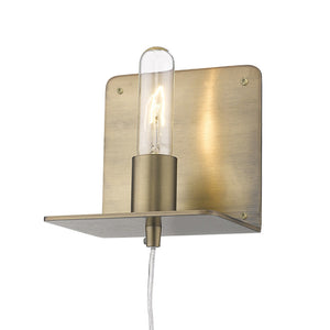 Homeroots Petite Dull Gold Shelf Wall Light   398796
