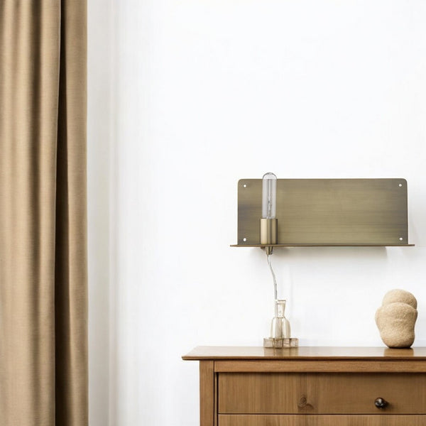 HomeRoots Dull Gold Shelf Wall Light - Elegant Dual-Purpose Fixture with Compact Design for Modern Spaces 398797