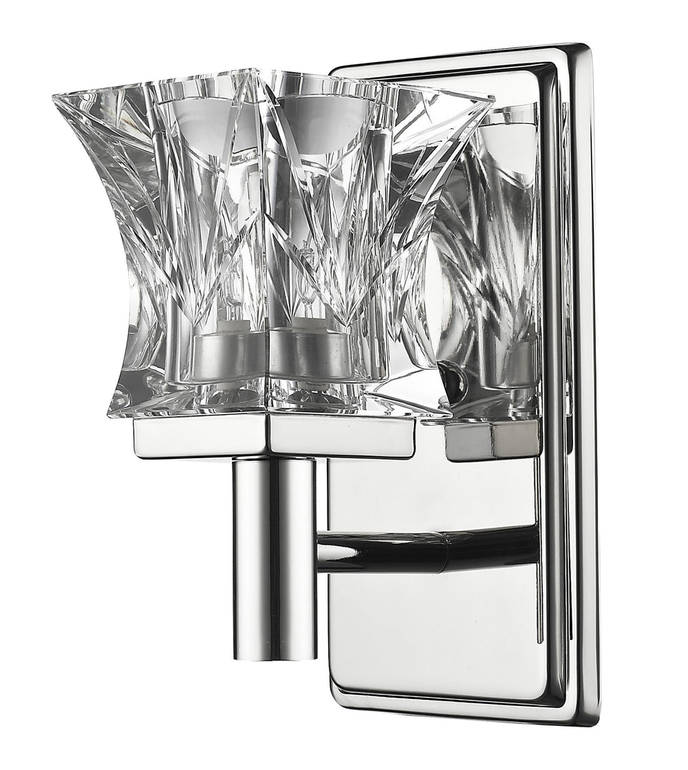 Homeroots Arabella 1-light Polished Nickel Sconce With Pressed Crystal Shade   398800