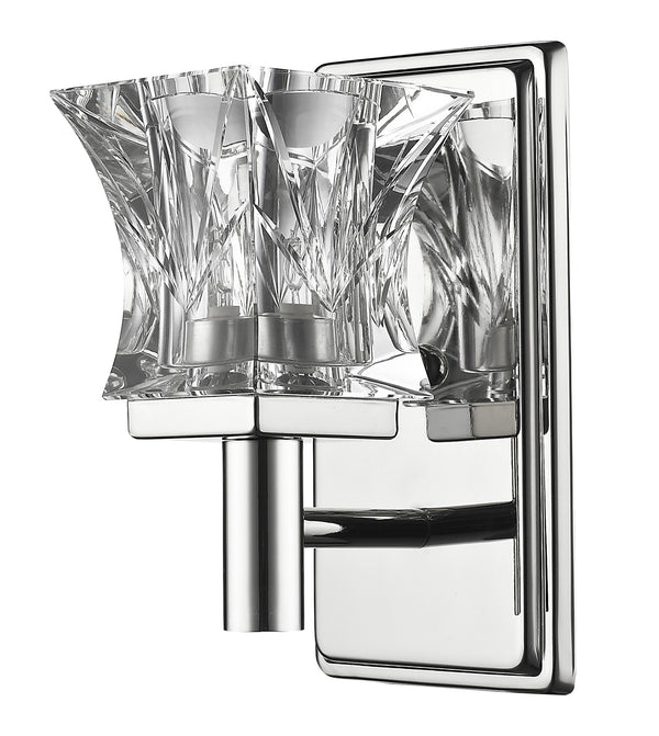 Homeroots Arabella 1-light Polished Nickel Sconce With Pressed Crystal Shade   398800