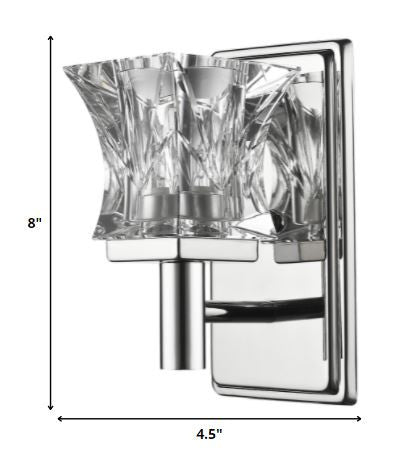 Homeroots Arabella 1-light Polished Nickel Sconce With Pressed Crystal Shade   398800