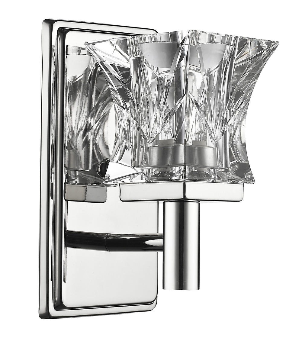 Homeroots Arabella 1-light Polished Nickel Sconce With Pressed Crystal Shade   398800