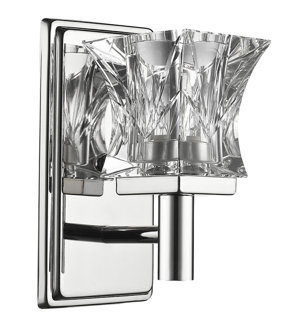 Homeroots Arabella 1-light Polished Nickel Sconce With Pressed Crystal Shade   398800