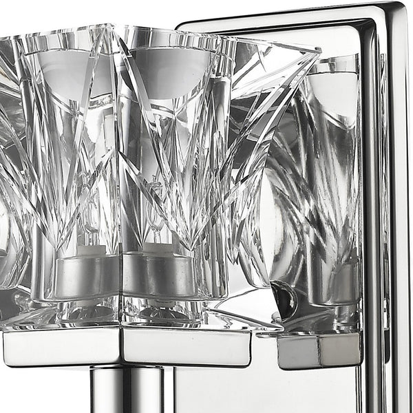 Homeroots Arabella 1-light Polished Nickel Sconce With Pressed Crystal Shade   398800