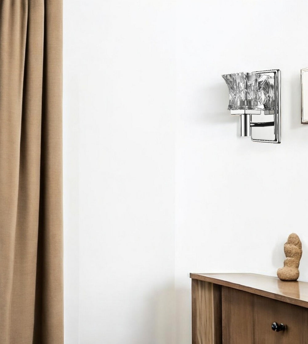 HomeRoots Arabella 1-Light Polished Nickel Sconce – Elegant K9 Crystal Shade for Modern & Classic Spaces 398800