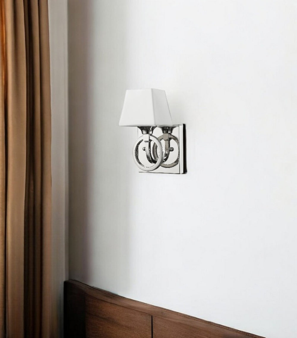 HomeRoots Silver Metal Wall Light - Elegant Frosted Glass Shade for Modern & Transitional Home Décor, 7.5” H 398802