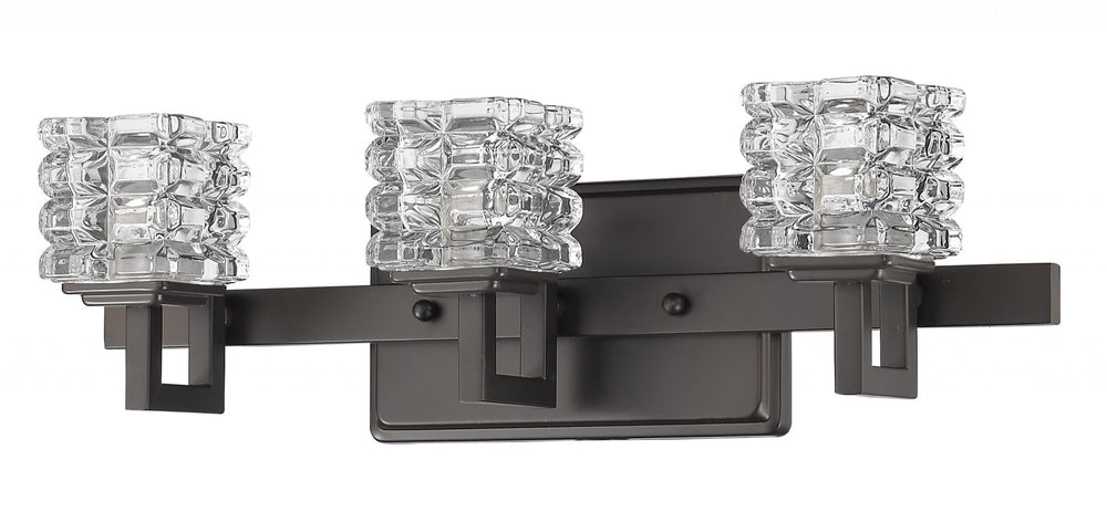 Homeroots Coralie 3-light Oil-rubbed Bronze Sconce With Pressed Crystal Shades   398807
