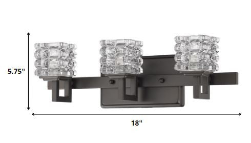 Homeroots Coralie 3-light Oil-rubbed Bronze Sconce With Pressed Crystal Shades   398807
