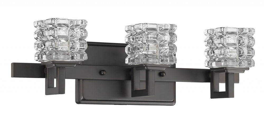 Homeroots Coralie 3-light Oil-rubbed Bronze Sconce With Pressed Crystal Shades   398807