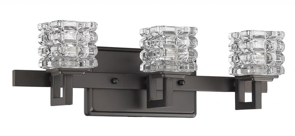 Homeroots Coralie 3-light Oil-rubbed Bronze Sconce With Pressed Crystal Shades   398807