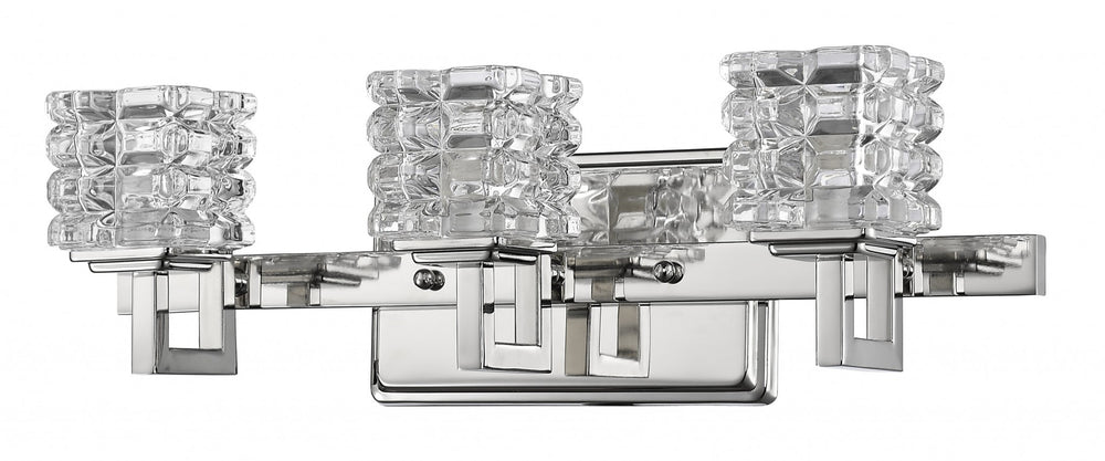 Homeroots Coralie 3-light Polished Nickel Sconce With Pressed Crystal Shades   398808