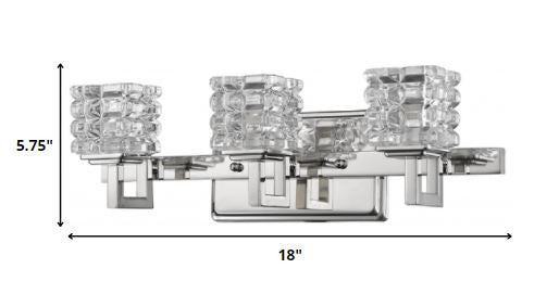 Homeroots Coralie 3-light Polished Nickel Sconce With Pressed Crystal Shades   398808