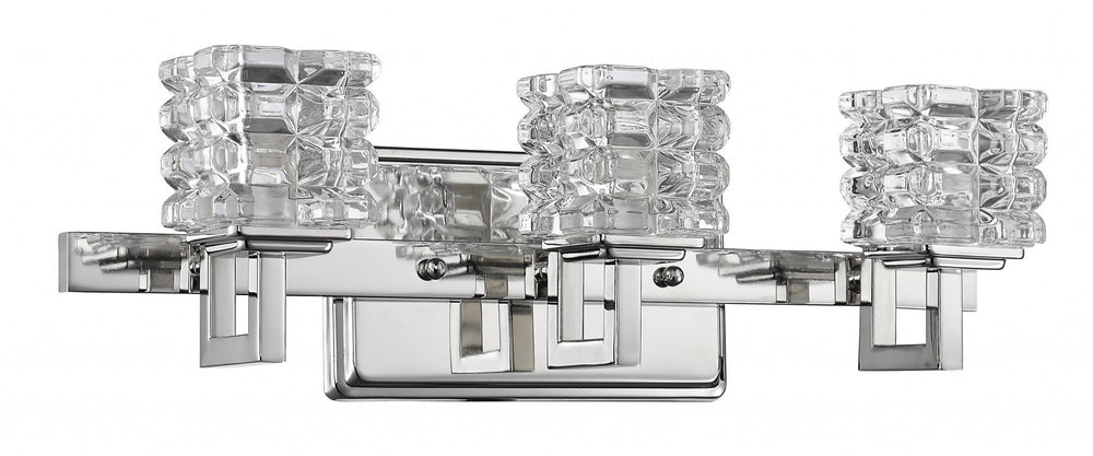 Homeroots Coralie 3-light Polished Nickel Sconce With Pressed Crystal Shades   398808