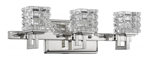 Homeroots Coralie 3-light Polished Nickel Sconce With Pressed Crystal Shades   398808
