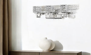 HomeRoots Coralie 3-Light Polished Nickel Sconce - Elegant Pressed Crystal Shades for Modern Spaces & Style 398808