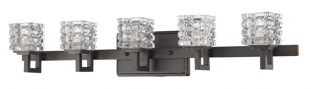 Homeroots Coralie 5-light Oil-rubbed Bronze Sconce With Pressed Crystal Shades   398809