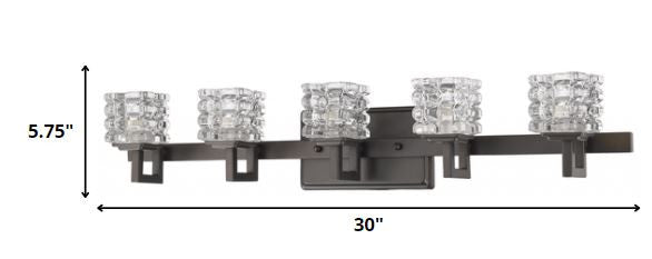 Homeroots Coralie 5-light Oil-rubbed Bronze Sconce With Pressed Crystal Shades   398809