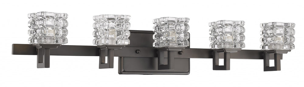 Homeroots Coralie 5-light Oil-rubbed Bronze Sconce With Pressed Crystal Shades   398809
