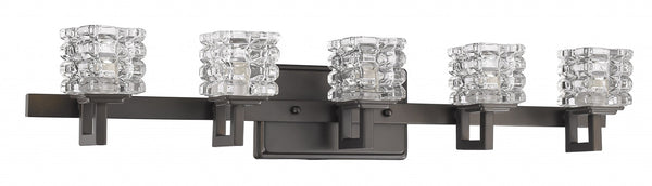 Homeroots Coralie 5-light Oil-rubbed Bronze Sconce With Pressed Crystal Shades   398809