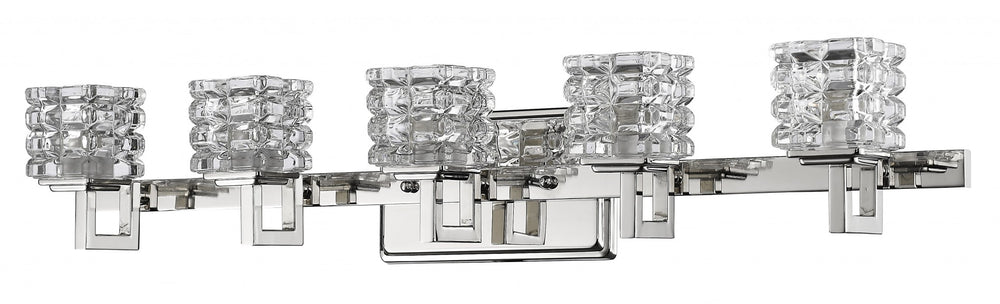 Homeroots Coralie 5-light Polished Nickel Sconce With Pressed Crystal Shades   398810