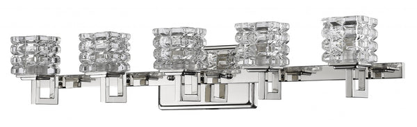 Homeroots Coralie 5-light Polished Nickel Sconce With Pressed Crystal Shades   398810