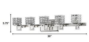 Homeroots Coralie 5-light Polished Nickel Sconce With Pressed Crystal Shades   398810