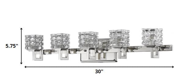 Homeroots Coralie 5-light Polished Nickel Sconce With Pressed Crystal Shades   398810