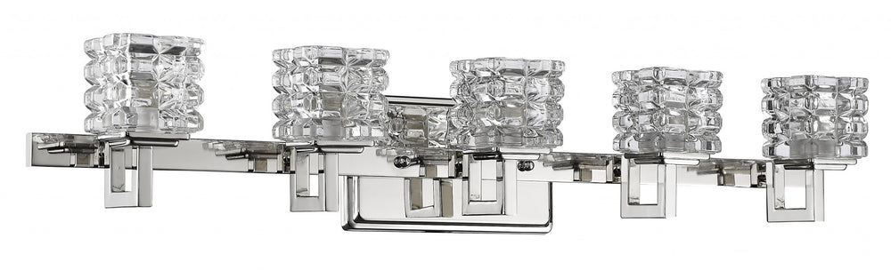 Homeroots Coralie 5-light Polished Nickel Sconce With Pressed Crystal Shades   398810