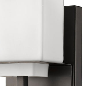 Homeroots One Light Bronze White Glass Wall Sconce   398811