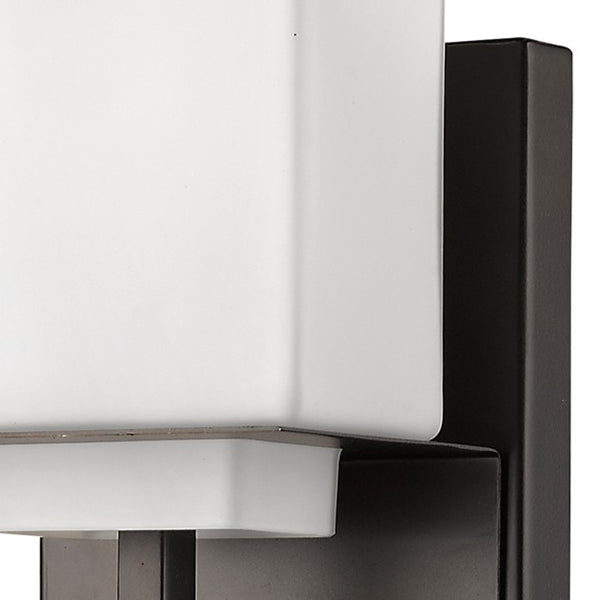 Homeroots One Light Bronze White Glass Wall Sconce   398811