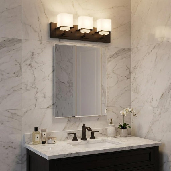 7 Inch Metal Glass Vanity Sconce Flush Mount Bathroom Wall Light Fixture