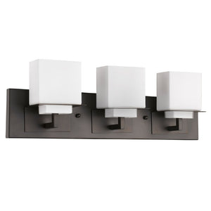 HomeRoots 7 Inch Metal Glass Vanity Sconce Flush Mount Bathroom Wall Light Fixture 398813