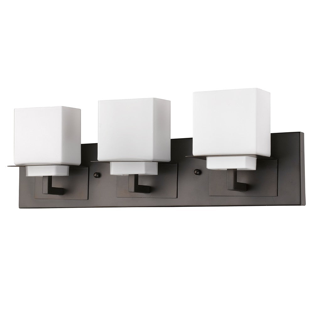 Homeroots Rampart 3-light Oil-rubbed Bronze Vanity Light With Etched Glass Shades   398813