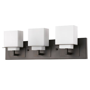 Homeroots Rampart 3-light Oil-rubbed Bronze Vanity Light With Etched Glass Shades   398813
