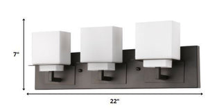 Homeroots Rampart 3-light Oil-rubbed Bronze Vanity Light With Etched Glass Shades   398813