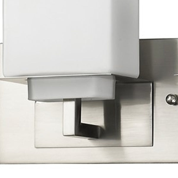 Homeroots Rampart 3-light Satin Nickel Vanity Light With Etched Glass Shades   398814