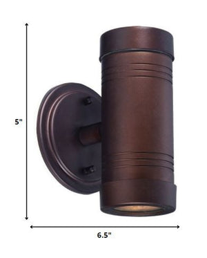 Homeroots Two Light Bronze Cylinder Wall Light  Aluminium  398840