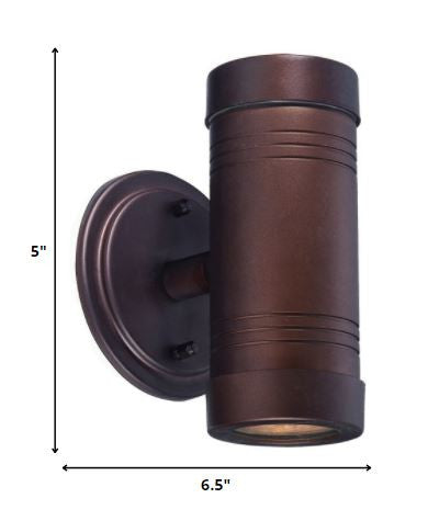 Homeroots Two Light Bronze Cylinder Wall Light  Aluminium  398840