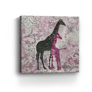 HomeRoots Exotic Pink Giraffes Canvas Print - Vibrant Unframed Wall Art for Contemporary Home Decor 30"x30" 398842