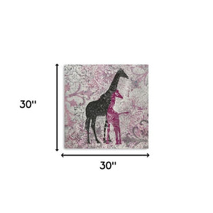 HomeRoots Exotic Pink Giraffes Canvas Print - Vibrant Unframed Wall Art for Contemporary Home Decor 30"x30" 398842