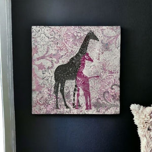 HomeRoots Exotic Pink Giraffes Canvas Print - Vibrant Unframed Wall Art for Contemporary Home Decor 30"x30" 398842