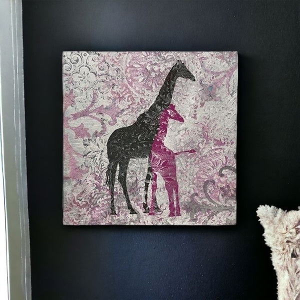 HomeRoots Exotic Pink Giraffes Canvas Print - Vibrant Unframed Wall Art for Contemporary Home Decor 30"x30" 398842