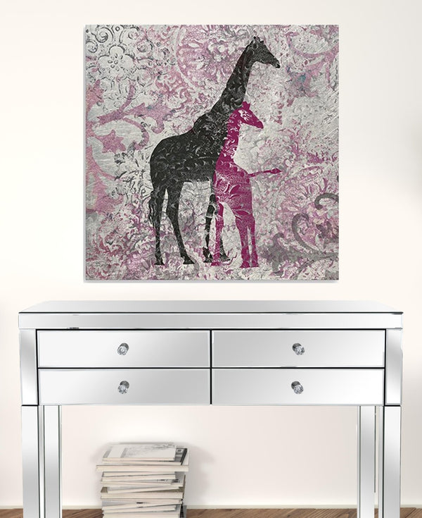 HomeRoots Exotic Pink Giraffes Canvas Print - Vibrant Unframed Wall Art for Contemporary Home Decor 30"x30" 398842