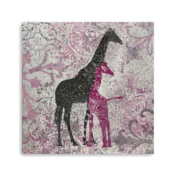 HomeRoots Exotic Pink Giraffes Canvas Print - Vibrant Unframed Wall Art for Contemporary Home Decor 40"x40" 398843
