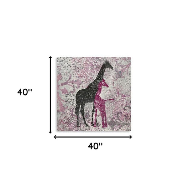 HomeRoots Exotic Pink Giraffes Canvas Print - Vibrant Unframed Wall Art for Contemporary Home Decor 40"x40" 398843