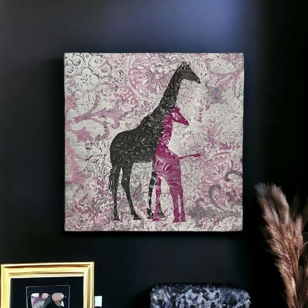 HomeRoots Exotic Pink Giraffes Canvas Print - Vibrant Unframed Wall Art for Contemporary Home Decor 40"x40" 398843