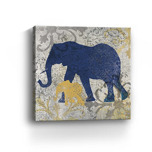 Homeroots Exotic Blue And Gold Elephant Unframed Print Wall Art  Polyester 398844