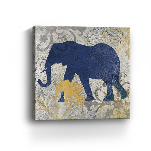 Homeroots Exotic Blue And Gold Elephant Unframed Print Wall Art  Polyester 398844